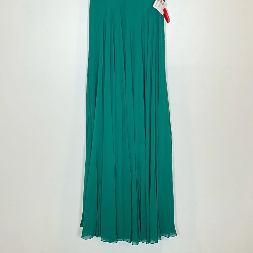 Mac‎ Duggal 55681 Womens Size 6 Green Short Puff Sleeve V-Neck Long Maxi Dress